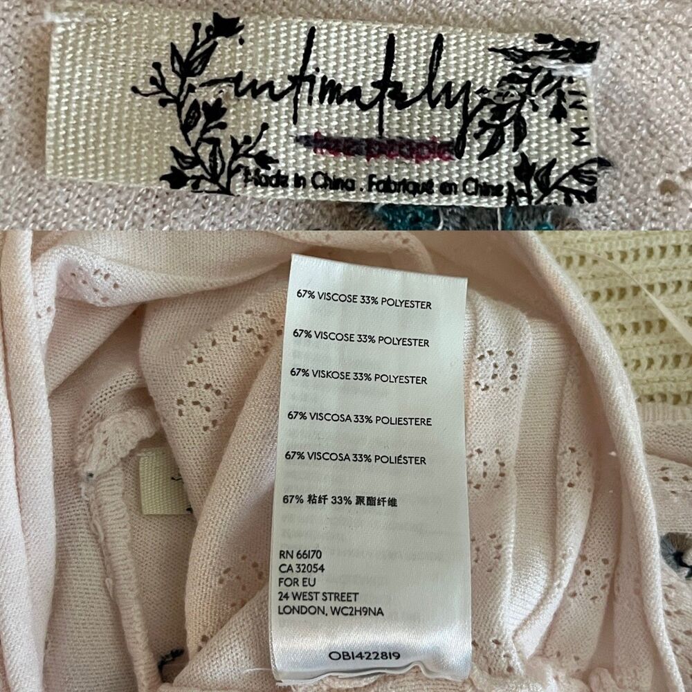 Free People Women Size M Pink Chilled Out V-Neck Crop Floral Embroidered Top - Picture 6 of 14